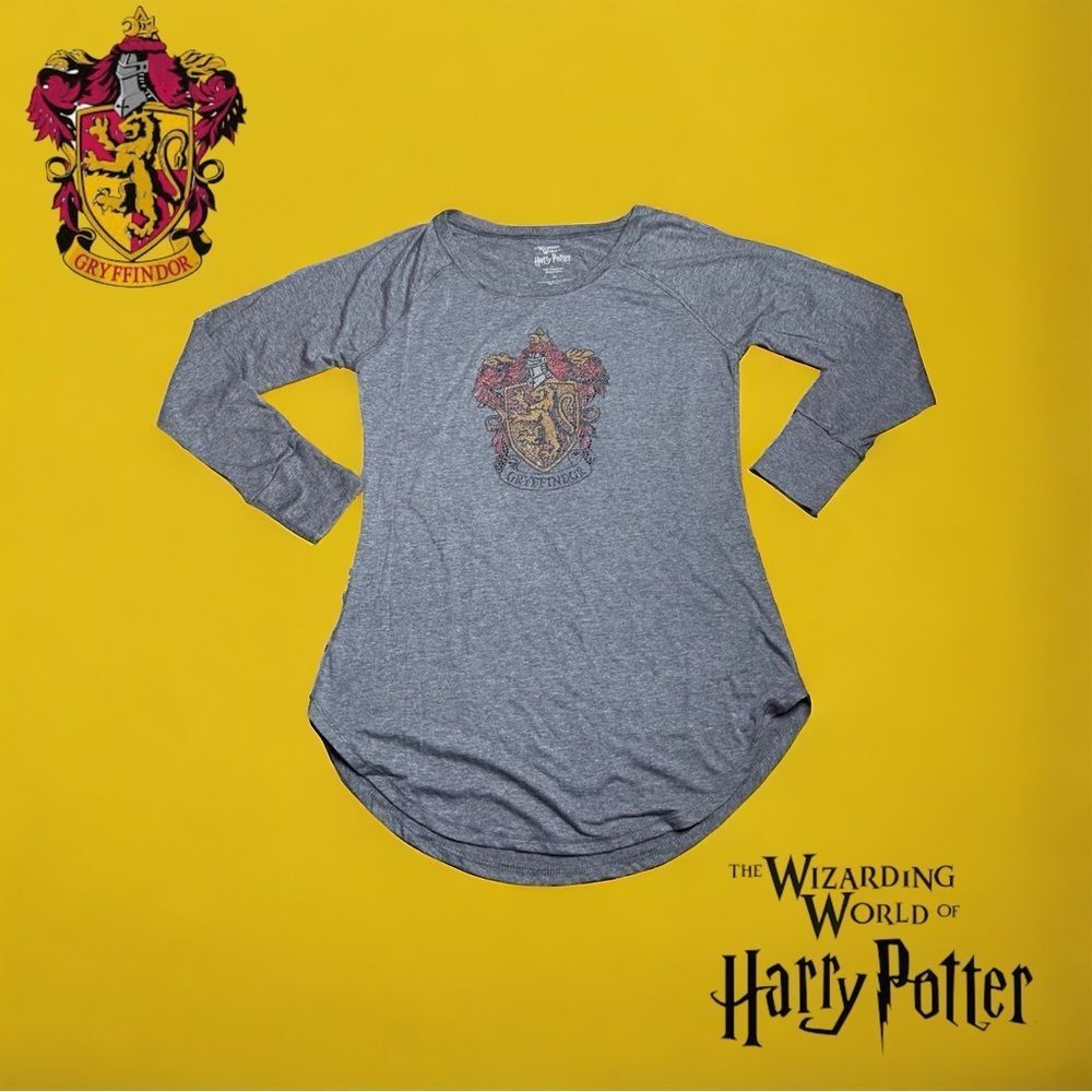 Harry Potter Crystal GRYFFINDOR Long Sleeve Heather Gray T-Shirt